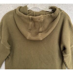 Carhartt Hoodie Womens XS Green Relaxed Waffle Knit Thermal Sweatshirt Sweater